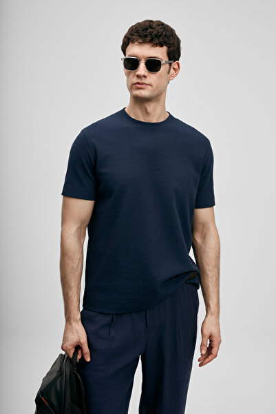 Lufian Tricou grafic modern și moale, bleumarin