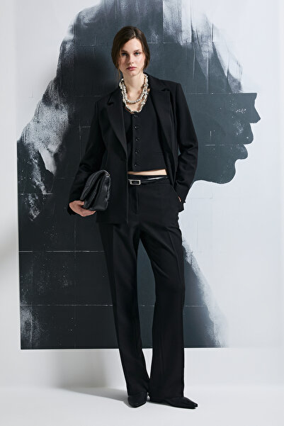 Lufian Sara Mid-Waist Wideleg Pants Black