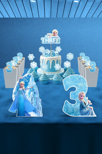 happy birthday Elsa Birthday Party Set (3 Years Old, 4 Years Old) - Midi