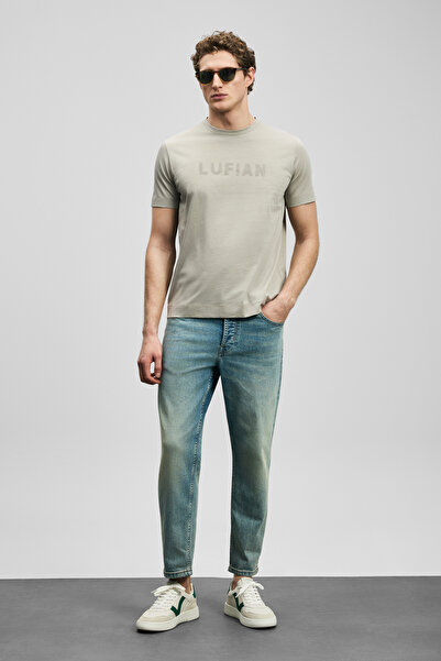Lufian Oscar Modern Graphic T-Shirt Beige