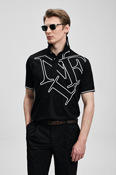 Lufian Tricou polo Parker Smart pentru bărbați, negru