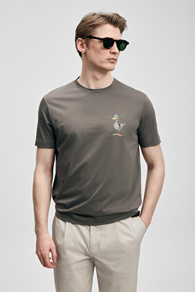 Lufian Tricou cu grafică modernă Fınx, culoare nurcă