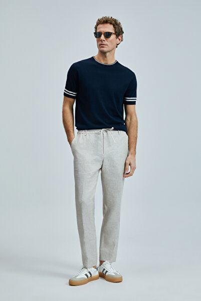 Lufian Robert Men's Silk Blend Sweater Navy Blue