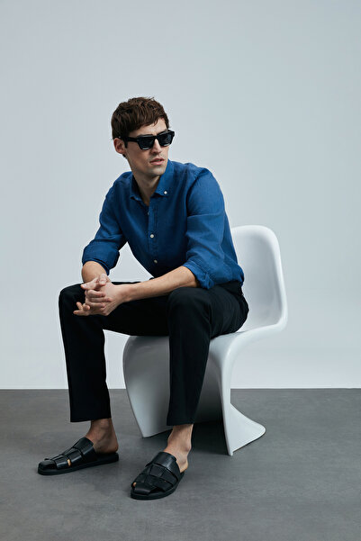 Lufian Ανδρικό παντελόνι Chino Bert Smart Slim Fit Μαύρο