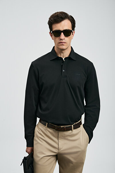 Lufian Tricou polo pentru bărbați Rocky Smart, negru