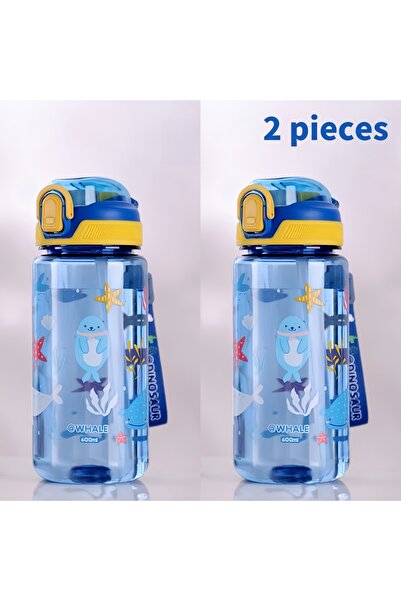 Choice 0.6L 2 pieces Blue 600ml Dinosaur Water Bottle For Kids Water Sippy Cu...