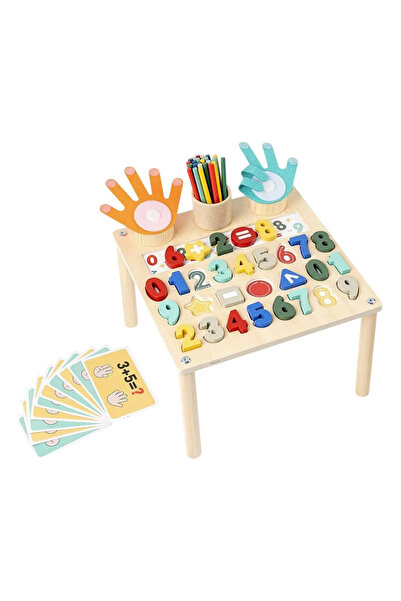 OEM Masa din Lemn cu Cifre, Jucarie educativa Montessori, Invatarea Aritmetic...