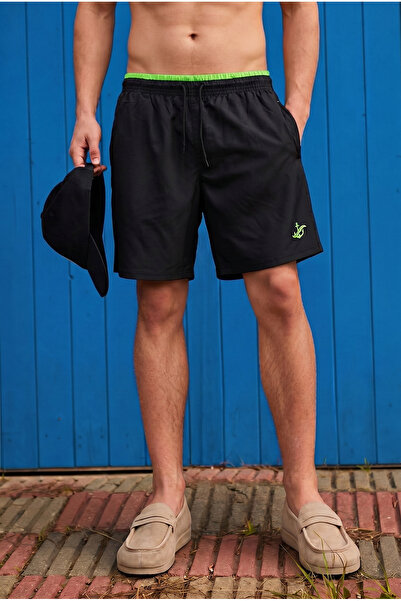 DAMGA JEANS Men's Comfort Fit Lightweight Quick-Dry Zipper Pocket Black Swim ...