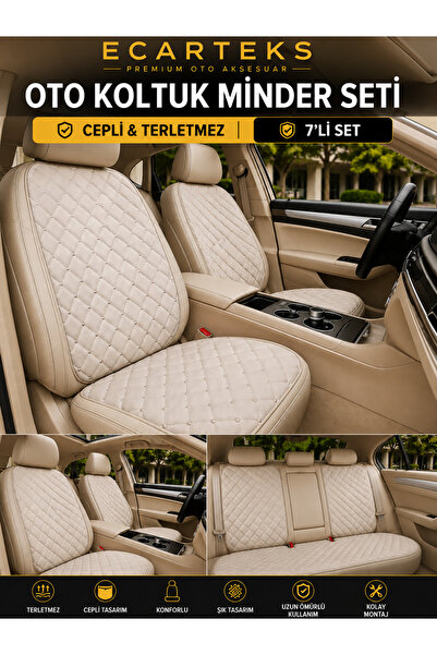 ECARTEKS PREMİUM QUALİTY CAR ACCESSORİES طقم من 7 قطع من أغطية مقاعد السيارة ...