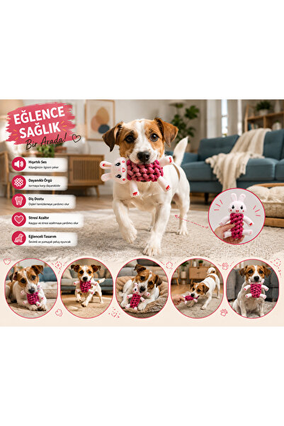 MİANNA Evcil Hayvan Halatlı Peluş Isırma Oyuncağı