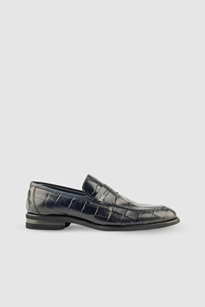 TOGO Lacivert Croco Erkek Klasik Loafer Ayakkabı [TG052210]