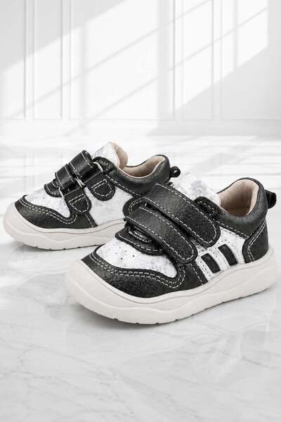 Rakerplus Schaggy Genuine Leather Velcro Platinum Glitter Baby Sports Shoes