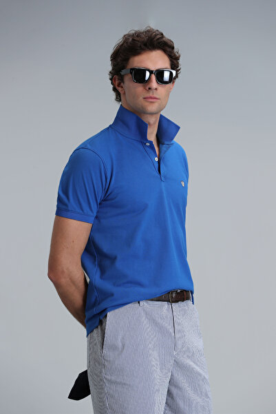 Lufian Laon Smart Men's Polo T-Shirt Slim Fit Cobalt Blue