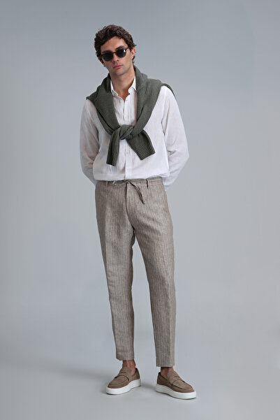 Lufian Marıo Smart Erkek Chino Pantolon Tailored Fit Bej