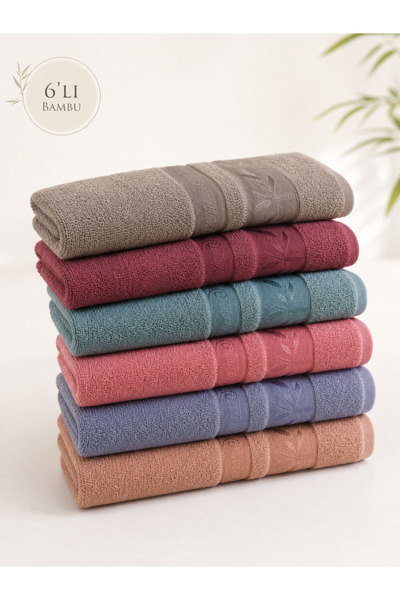 ŞENER HOME 6-Piece First Quality Bamboo 30X50 Kitchen Hand Towel Set Dark Colors