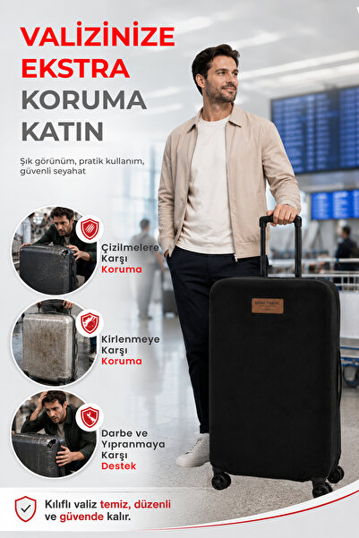 Viscofoam Valiz Bavul Koruma Kılıfı Kadife Kılıf - Siyah | Ergo Travel