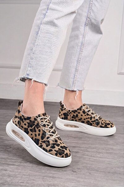 İmerShoes Daily Women's Leopard Sneaker Knitted Lace up Lightweight Thick Hig...