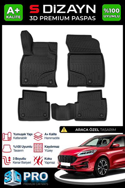 S Dizayn S-Dizayn Ford Kuga 3D Pro Havuzlu Paspas 2019 Üzeri A+ Kalite 3DS-SD...