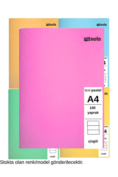 Mynote Text Pastel Notebook A4 100 Sheets Lined 5 Pcs