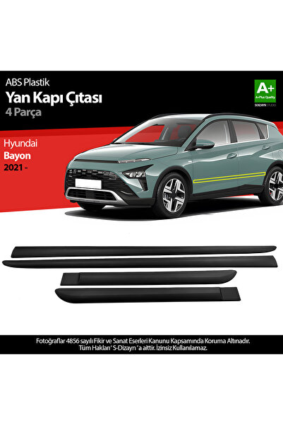 S Dizayn S-Dizayn Hyundai Bayon ABS Plastik Yan Kapı Koruma Çıtası 2021-2024 ...