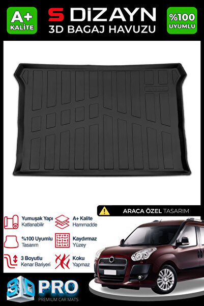 S Dizayn S-Dizayn Fiat Doblo Geniş Aile 3D Pro Bagaj Havuzu 2010-2022 A+ Kali...