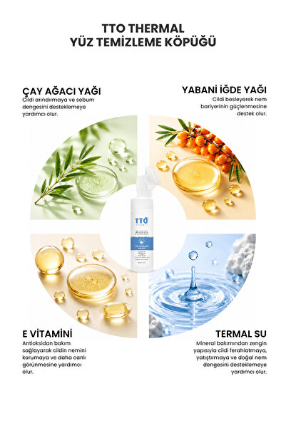 TTO Thermal Yüz Temizleme Köpüğü 200 ml Aplikatörlü Cilt Temizleyici Demodex’e Eğilimli Ciltler