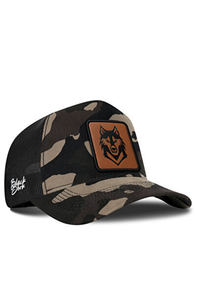 BlackBörk Kurt Logolu Kamuflaj-Siyah Trucker Şapka