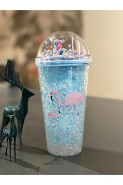 AuraStile Işıklı Pipetli Buz Görünüm Bardak Suluk I Bardak I Su Matarası 450 ml