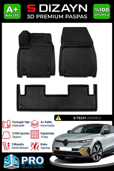 S Dizayn S-Dizayn Renault Megane E-Tech 3D Pro Havuzlu Paspas 2022 Üzeri A+ K...