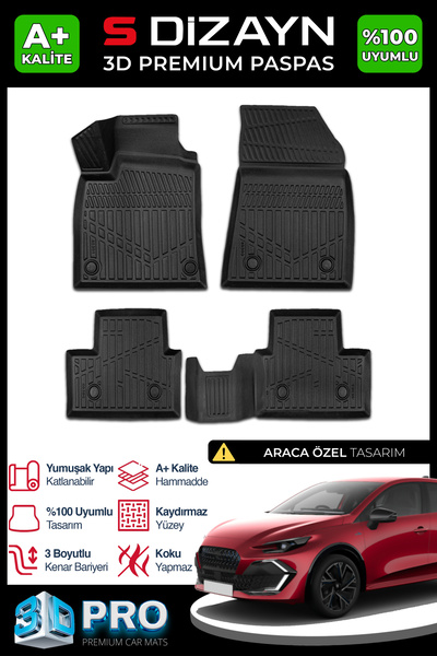 S Dizayn S-Dizayn Renault Clio 6 3D Pro Havuzlu Paspas 2025 Üzeri A+ Kalite 3...