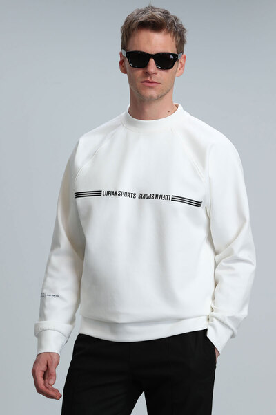 Lufian Range Erkek Sweatshirt Kırık Beyaz