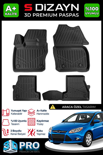 S Dizayn S-Dizayn Ford Focus 3 3D Pro Havuzlu Paspas 2011-2014 A+ Kalite 3DS-...