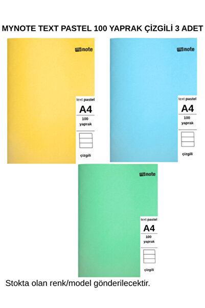 Mynote Text Pastel Notebook A4 100 Sheets Lined 3 Pcs