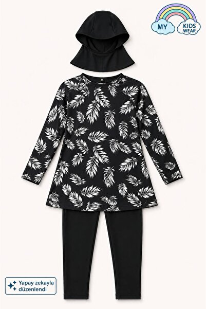 My Kids Wear Girl's Hijab Swimsuit 3-Piece Set (Top + Leggings + Cap) 12565