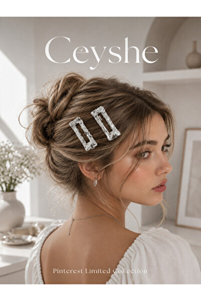 CeyShe Pinterest 2-Piece Shiny Silver Rectangular Wavy Imported Silver Plated...