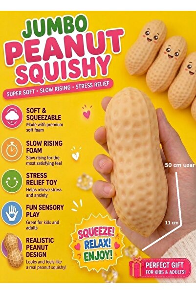 OYUNCAKSAHİLİ Squishy Fıstık Fıstık Sukuşi Yavaş Yükselir Stres Kuruyemiş Squ...