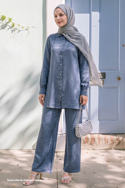 InStyle Σετ με γιακά πουκάμισου, ασημί, διπλό, σκούρο μπλε