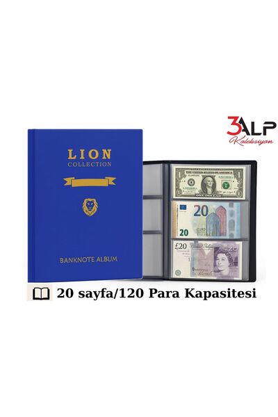 3Alp Koleksiyon Lion Kağıt Para Albümü – Büyük Boy 20 Sayfa 120 Adet Kapasite...