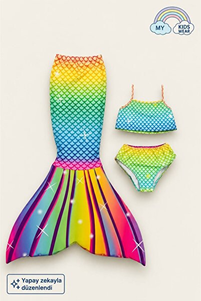 My Kids Wear Kız Çocuk Deniz Kızı Kostüm Alt Ve Kuyruk 3'lü Takım
