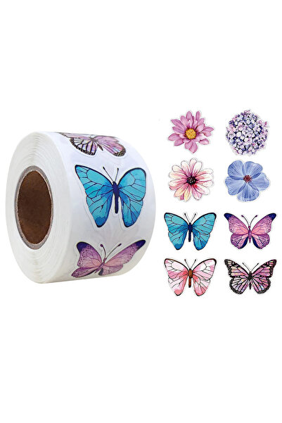 Choice W205 500Pcs/Roll Vivid Butterfly Flowers Stickers 2.5cm/1.0inch Diy De...