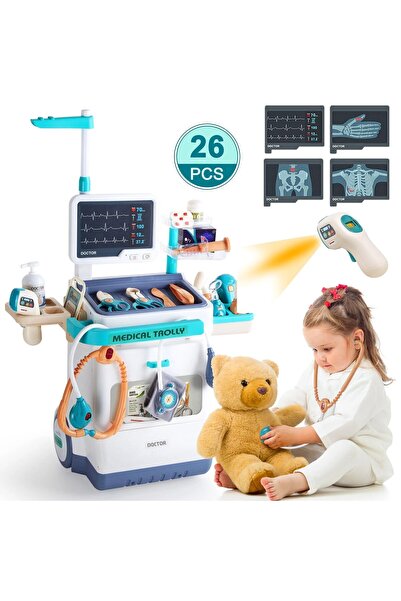 indiggo Set de Joaca, Carucior Medical pentru Copii, 26 Piese, cu Sunete, Ind...