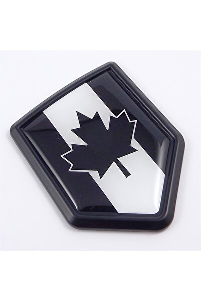 Choice 1 PC Canada Black Flag Decal Car Motorcycle Chrome Emblem Shield Shape...