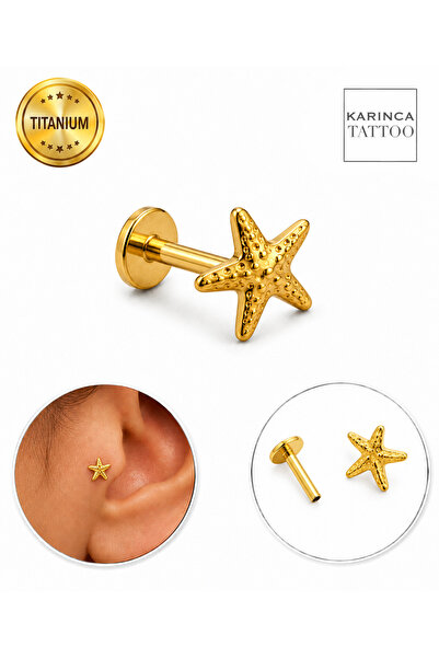 Karınca Piercing %100 Titanyum Piercing Deniz Yıldızı Forward Helix Kulak Lab...