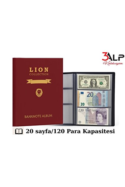 3Alp Koleksiyon Lion Kağıt Para Albümü – Büyük Boy 20 Sayfa 120 Adet Kapasite...