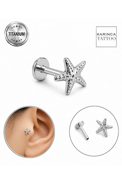 Karınca Piercing %100 Titanyum Piercing Deniz Yıldızı Forward Helix Kulak Lab...