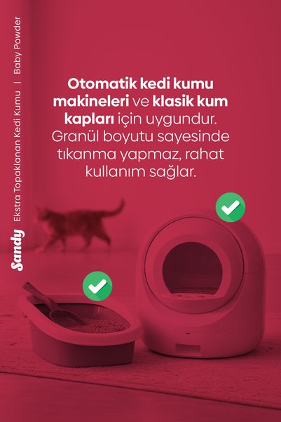 Sandy Bebek Pudrası Kokulu Topaklanan Kedi Kumu 2x10kg