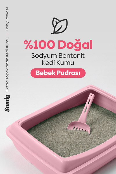 Sandy Bebek Pudrası Kokulu Topaklanan Kedi Kumu 2x10kg