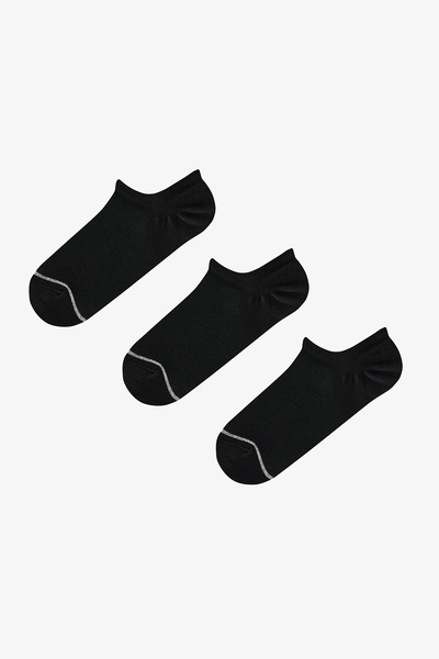 Penti Black Basic Mesh Cotton Glitter 3 Pairs Sneaker Socks