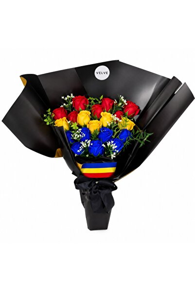 velve Buchet floral Tricolor cu trandafiri de săpun și plante artizanale