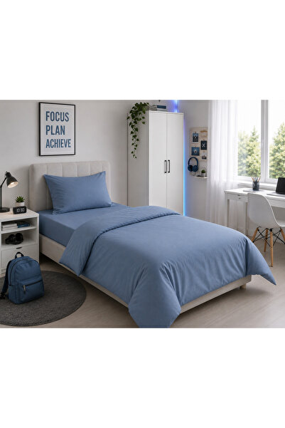 Seralay Home MAVİ TEK KİŞİLİK LASTİKLİ ÇARŞAFLI NEVRESİM TAKIMI